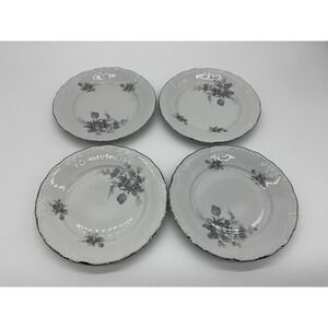 Vintage Winterling Bavaria Bread Plates Set Of 4 White Floral Germany Porcelain